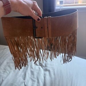 Plain Sud Fringe Leather Belt sz 38